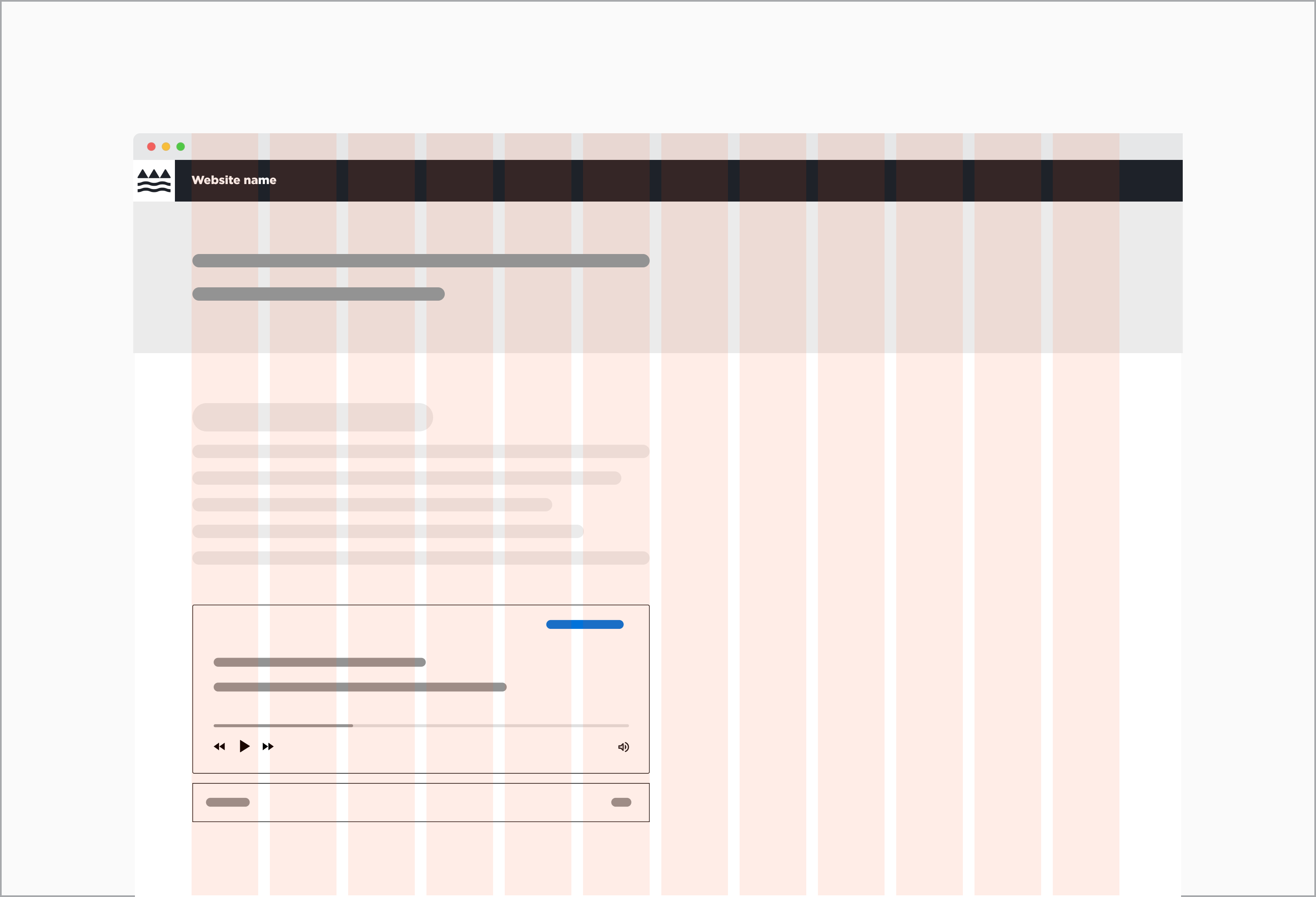 Audio component placed within a twelve column grid