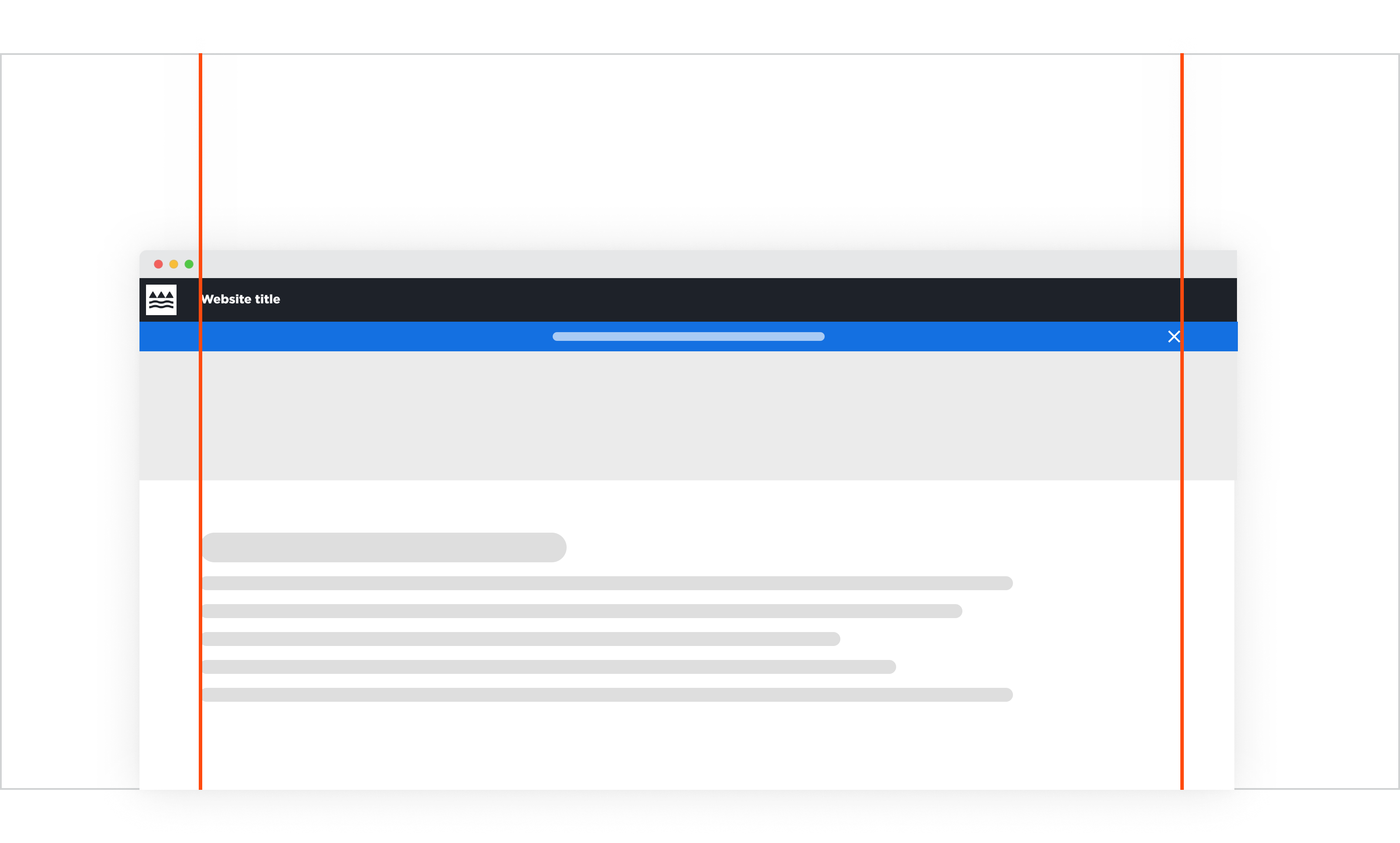 diagram showing how the alert banner with centre-aligned content aligns with the content on the page