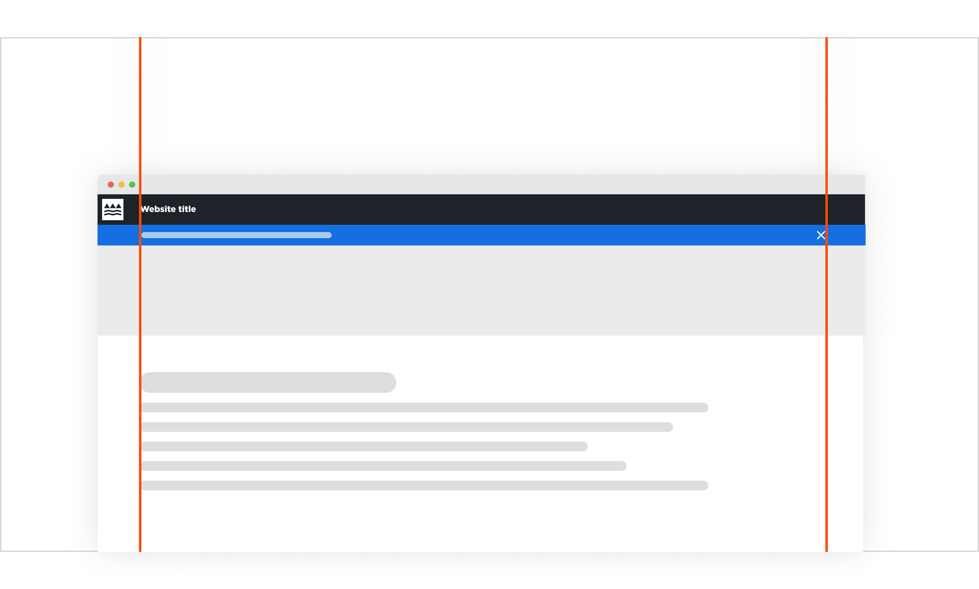 diagram demonstrating how left-aligned alert banner content aligns with the left edge of the page content