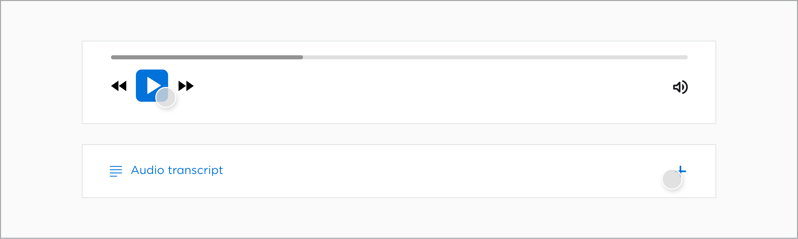 Audio player with interactive play button highlighted