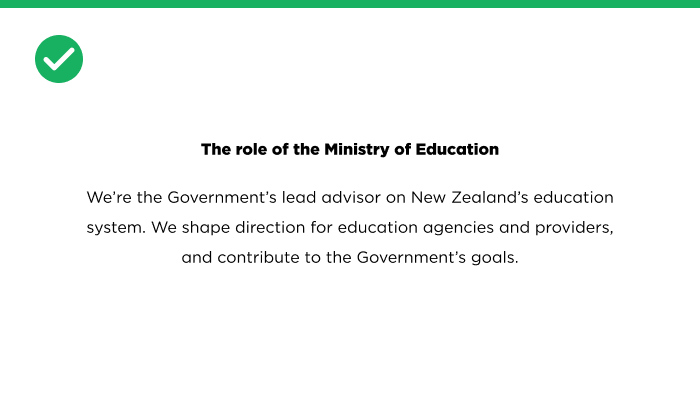 correct example of a centre-aligned short paragraph