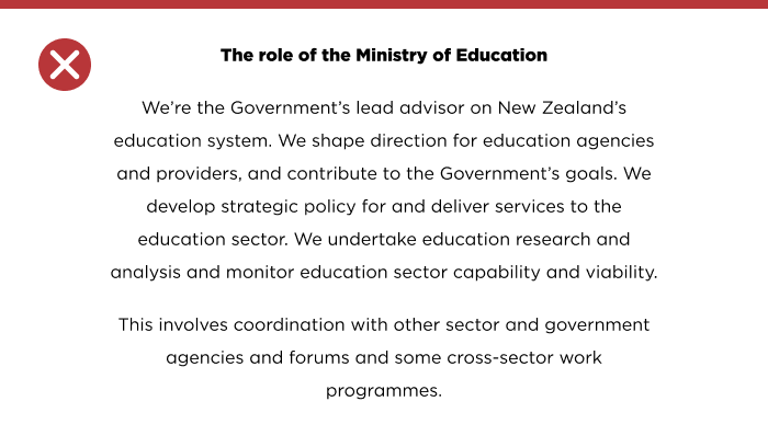 incorrect example of a centre-aligned long paragraph that is more than six lines