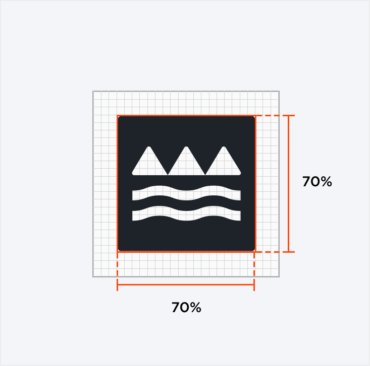 logo graphic is 70% of container size and centered