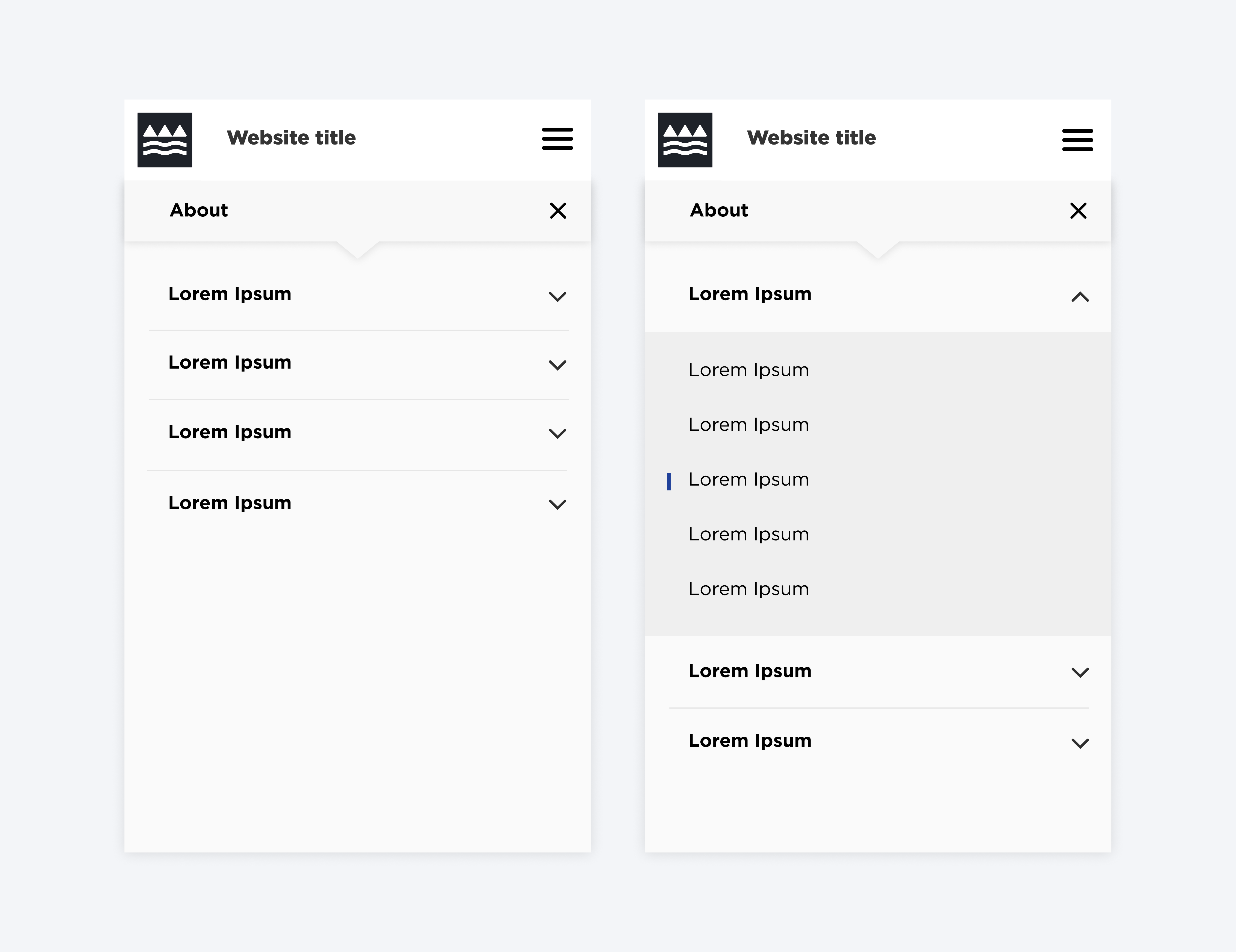 Secondary navigation menu for mobile