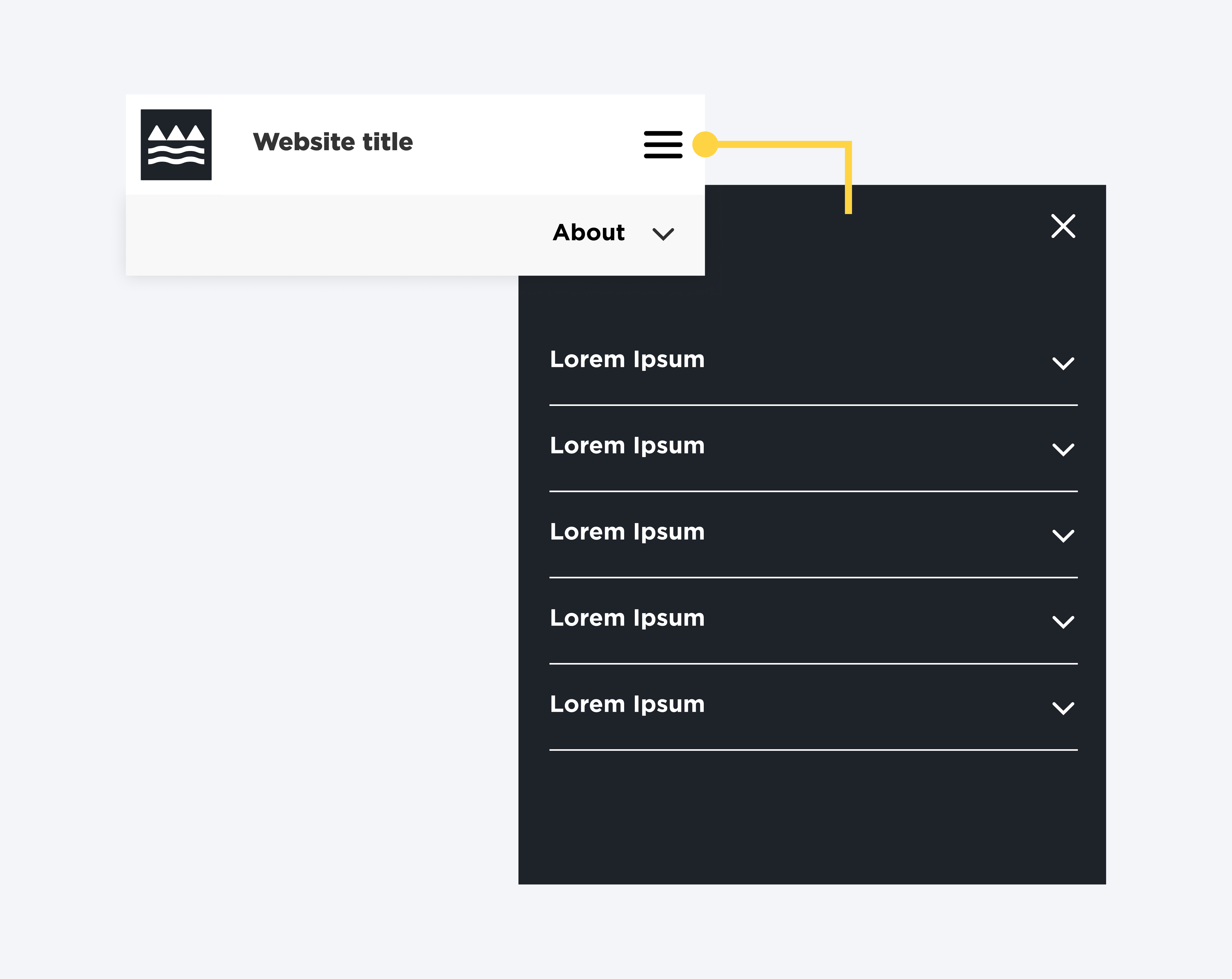 Primary navigation menu for mobile