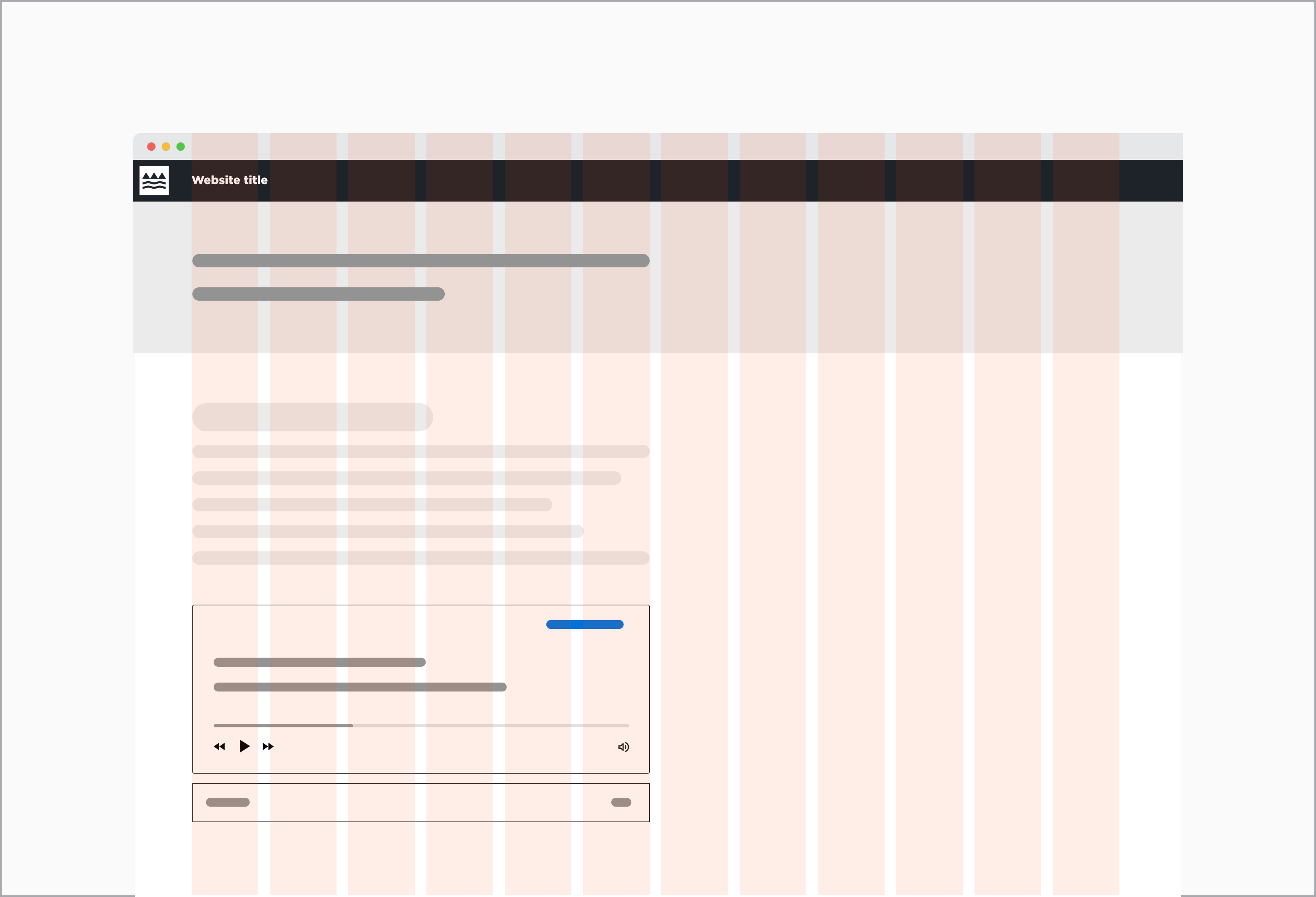 Audio component placed within a twelve column grid