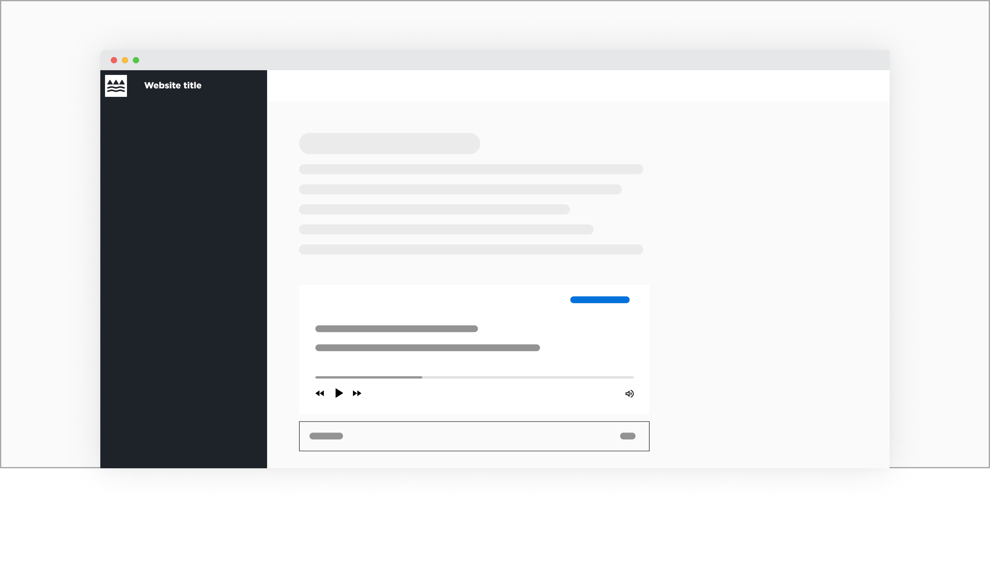 audio component placed within a layout with a sidebar