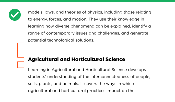 example of correct spacing where heading is closer to the paragraph it relates to