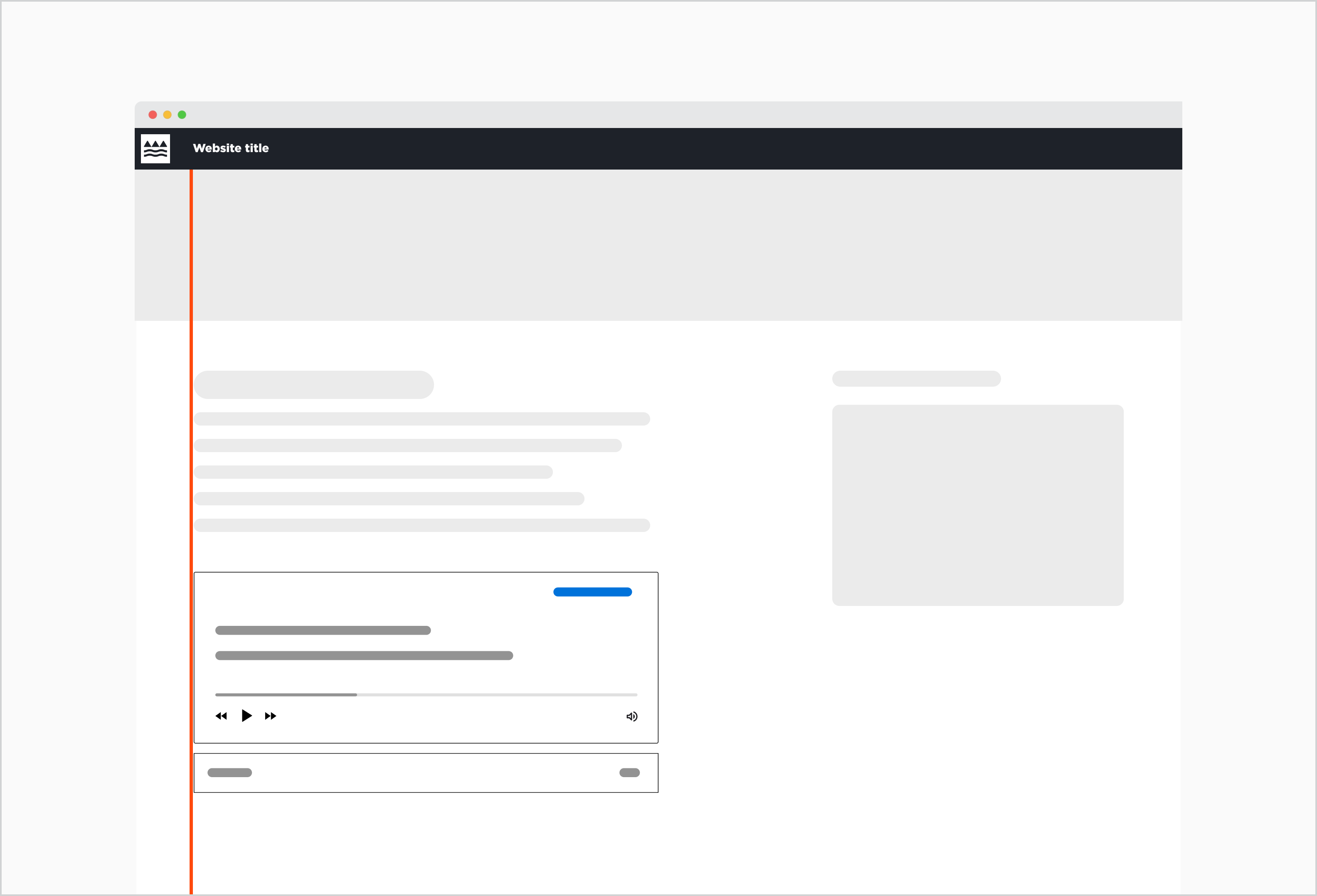 audio component left-aligned on a two column page